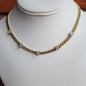 Sparkly heart necklace cz hearts